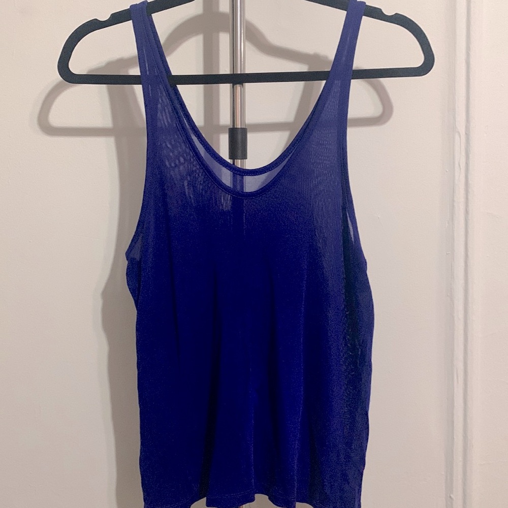 Alexander Wang blue scoop neck sheer tank top size Large